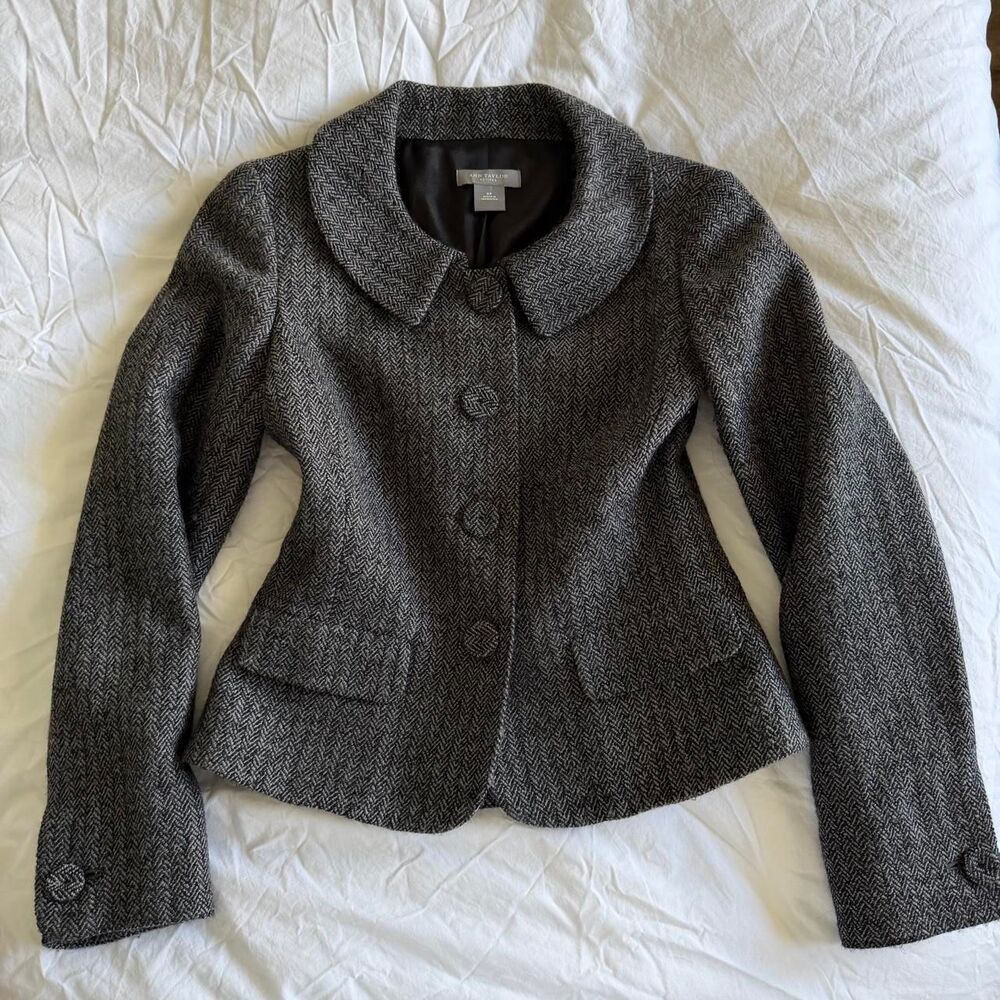 Ann-taylor Women's Black and Grey Jacket
